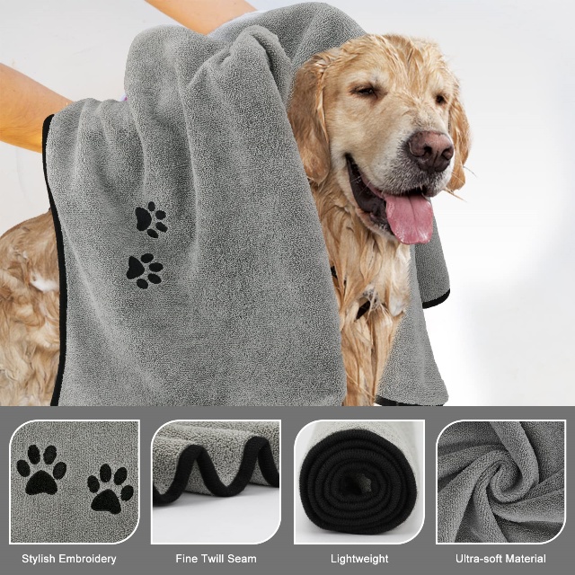 Pet Dogs and Cats Microfiber Coral Fleece Drying Towel (7)