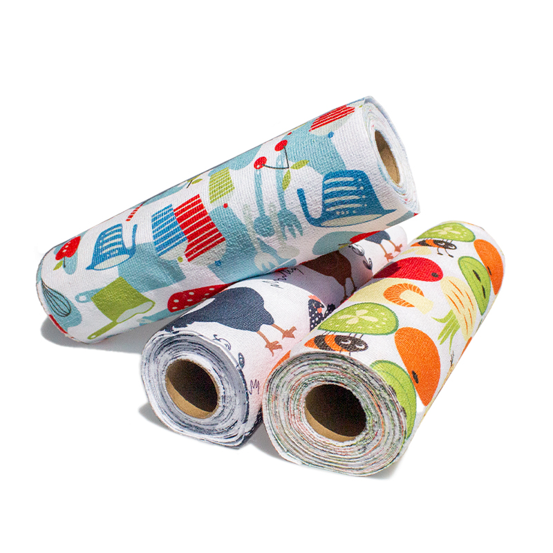 Disposable Absorbent Fabric Custom Logo Printed Kitchen Tear Rolls (3)