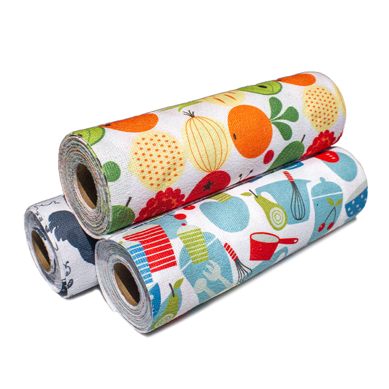 Disposable Absorbent Fabric Custom Logo Printed Kitchen Tear Rolls (4)