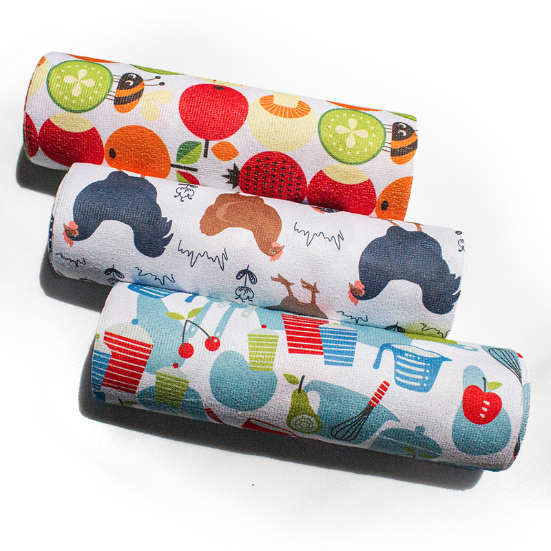 Disposable Absorbent Fabric Custom Logo Printed Kitchen Tear Rolls - JUHAO