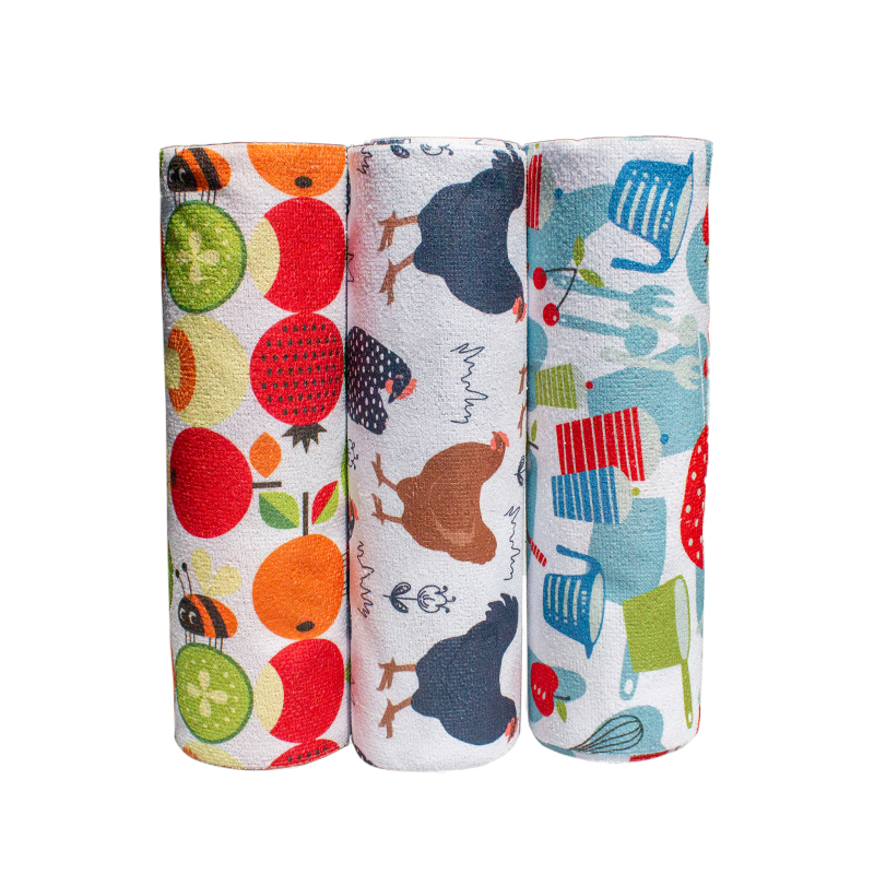 Disposable Absorbent Fabric Custom Logo Printed Kitchen Tear Rolls - JUHAO