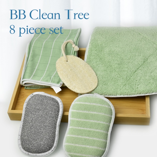 &Eacute;ada&iacute; Glanadh Bamb&uacute; Microfiber Sraith de 8 - JUHAO