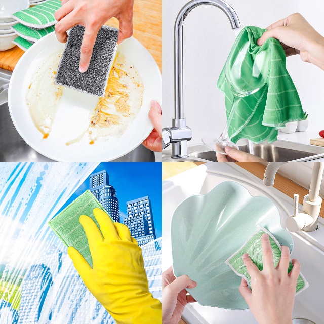 &Eacute;adach Glanadh Bamb&uacute; Microfiber Socraigh Bloc Sp&uacute;inse - JUHAO